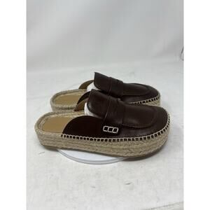 JW Anderson Brown Leather Loafer Mule Espadrilles Size 37